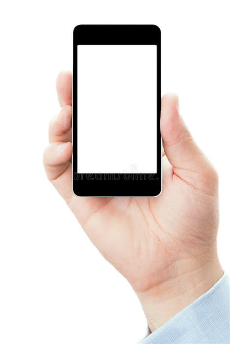 Hand Holding Smartphone In Vertical Position Stock Photo Image Of