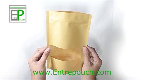 Brown Kraft Stand Up Pouch With Zip Lock And With Window Zpst K