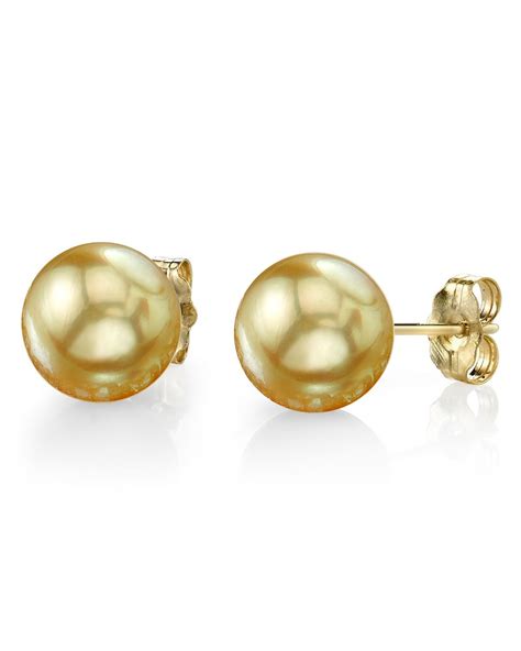 11mm Golden South Sea Round Pearl Stud Earrings Choose Your Quality