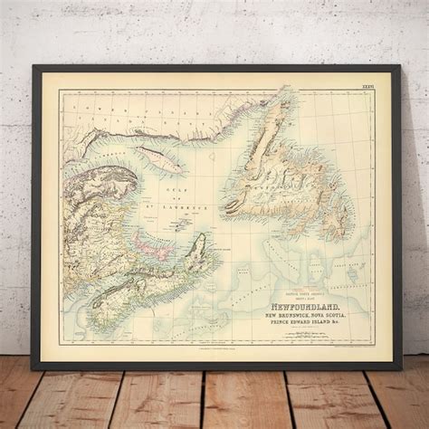 Newfoundland Map Etsy