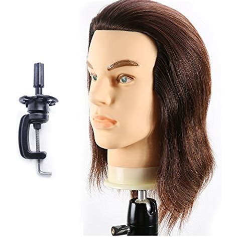 Hairealm Male Mannequin Head 100 Human Hair Cosmetology Hairdresser Practice Training Doll Head