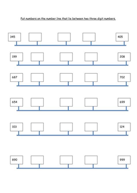 3 Digit Numbers On A Number Line Worksheet