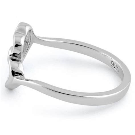 Double Hearts 925 Sterling Silver Ring Captive Collars