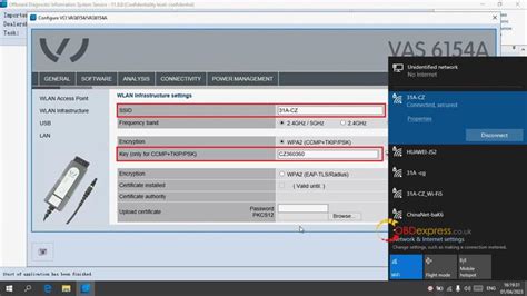 how to configure vnci 6154a vag odis tool connection