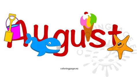 Customize your coloring page by changing the font and text. August month image - Coloring Page