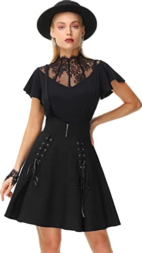 Scarlet Darkness Womens Steampunk Skirt With Braces Gothic A Line