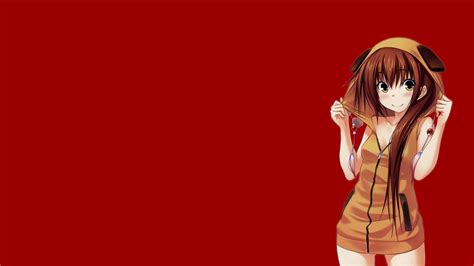 Hoodie Anime Girl Red Anime Wallpaper Hd