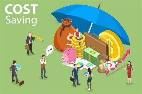 3d Isometric Flat Vector Conceptual Illustration Of Cost Savings Stock