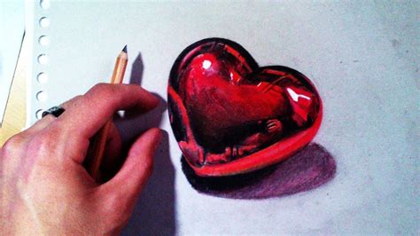 You will understand how easy it really is to draw with detailed step by step lessons, right after you see it yourself. How to draw a Heart - 3D red Heart time lapse - YouTube