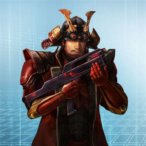 Samurai Sci Fi Gun General Soldier Japanese Characters Sci Fi