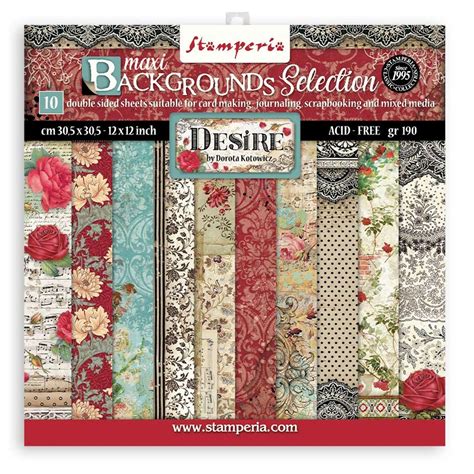Stamperia Backgrounds Double Sided Paper Pad 12x12 10pkg Desire 10