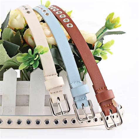 Buy Pu Leather Belt With Alloy Buckle Hollow Rivets