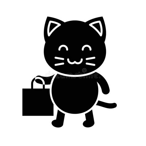 Cute Cat Avatar Vector Illustration Solid Icon Stock Vector