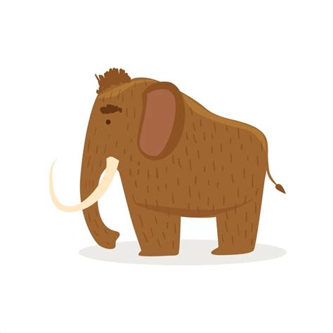 Premium Vector Hairy Brown Extinct Mammoth Cartoon Ice Age Animal