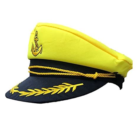 Neon Yellow Sailor Captain Hat Fancy Dress Costume Stag Do Navy Amazon