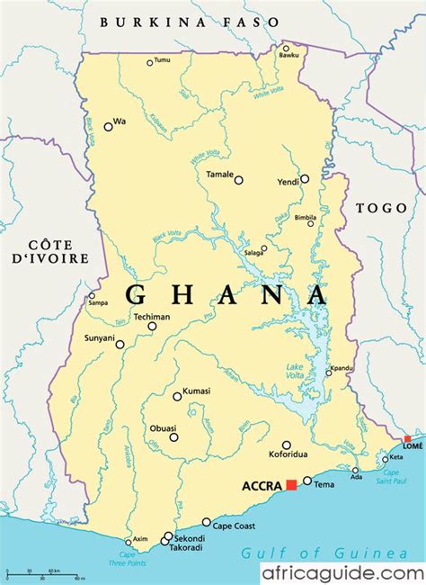 Africa with highlighted ghana map. Ghana Guide