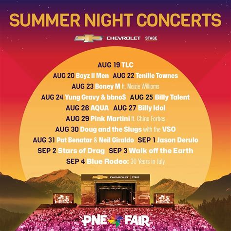 Vancouvers Pne Fair Unveils Concert Lineup For 2023 Edition To Do Canada