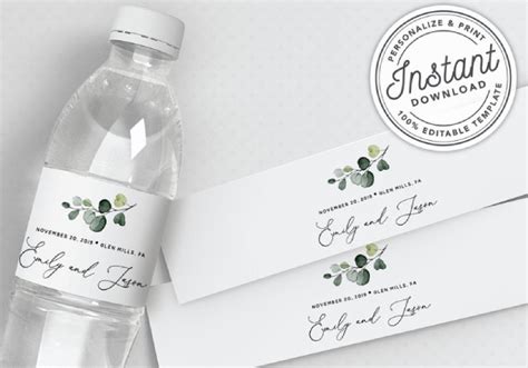 Customizable Editable Free Printable Water Bottle Label Template