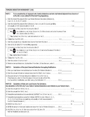 ITEMIZED DEDUCTION WORKSHEET A STANDARD Fill And Sign Printable Template Online