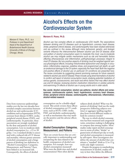 Pdf Alcohols Effects On The Cardiovascular System