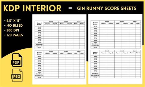 Gin Rummy Score Sheets Kdp Interior Graphic By Salah Eddine · Creative