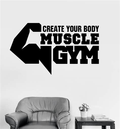 Vinyl Wall Decal Bodybuilding Quote Fitness Motivation Muscles Gym Sticker Unique T Ig3077