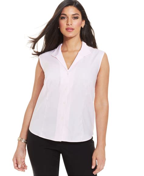 Jones New York Collection Plus Size Easy Care Sleeveless Shirt In White
