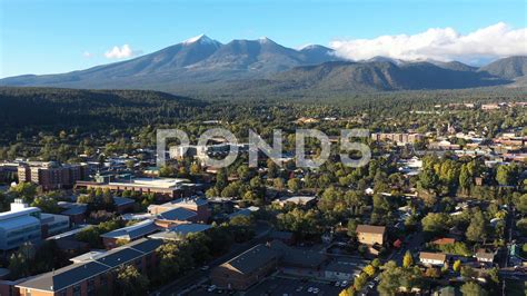 Aerial Drone View Of A Small Hilly Town Flagstaff Mountain Arizona