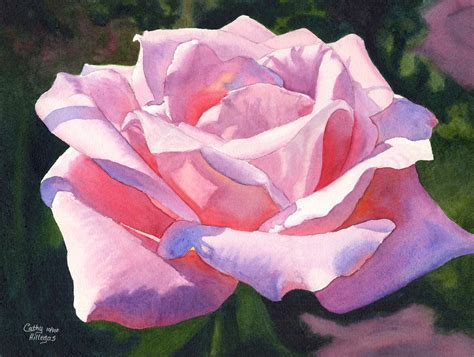 Pink Rose Watercolor Painting Print By Cathy Hillegas 8x10 Etsy