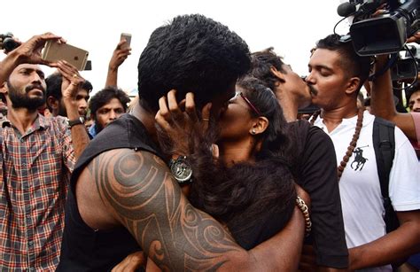 In Pics Kiss Of Love Protest Against Moral Policing The New Indian