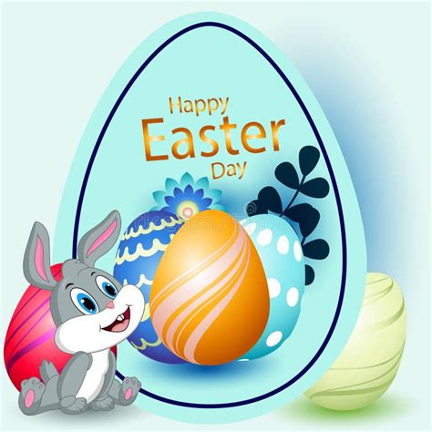 cute rabbit on easter poster stock vector illustration of bunny cute 143155171