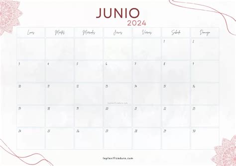 Calendarios Junio 2024 Para Imprimir