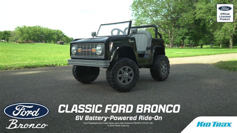 Ride-Ons & Tricycles Classic Ford Bronco 6-volt Ride-on Toy by Kid Trax Ages 3 to 5 Black for