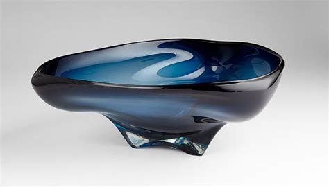 Navy Blue Angular Glass Bowl X X H Cd