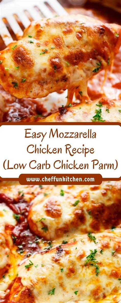 Easy Mozzarella Chicken Recipe Low Carb Chicken Parm Chicken