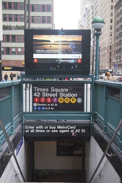 Times Square 42 St Subway Station Entrance In New York Editorial