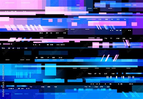 Glitch Screen With Pixels Digital Noise Vector Background No Signal