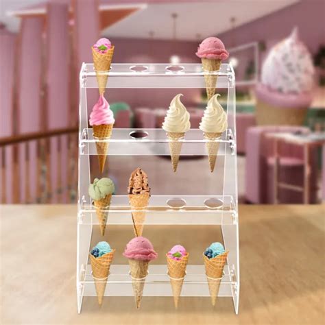 Holes Tier Acrylic Waffle Cone Display Stand Acrylic Ice Cream Cone Holder Picclick