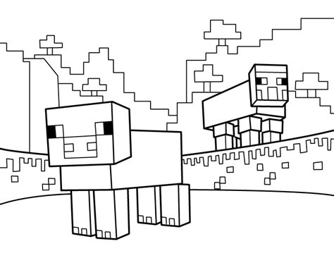After the glue dries, cut along the dotted lines. Minecraft village Coloring Pages to download and print for ...