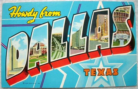 Vintage Large Letter Curt Teich Postcard Dallas By Twodogvintage