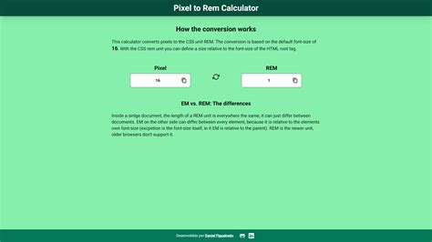 Github Dtfigueiredo Calculadora Px Rem Calculadora Css Online Para Convers O De Pixel Para Rem