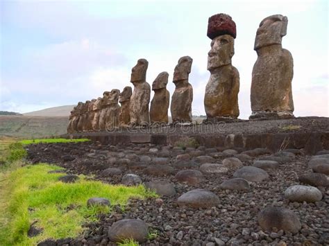 Statues Of Gods Of Easter Island Stock Photo Image Of Mysterious
