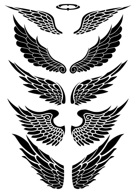 Premium Vector Set Of Hand Drawn Angel Wings Tribal Tattoo Designs