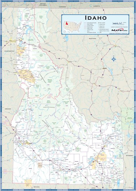 Idaho County Highway Wall Map By Mapsales