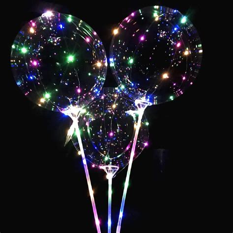 100pcs Reusable Luminous Led Light Balloon Transparent Bubble Glowing