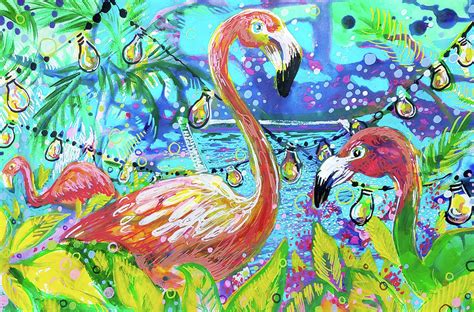 Outdoor Flamingo Party Painting By Tilly Strauss Pixels