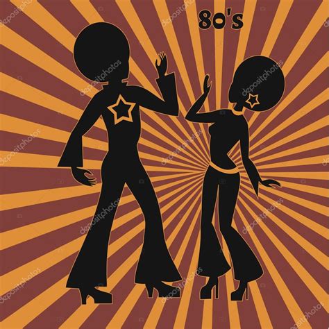 Two Disco Dancers Retro Illustration Of Seventies Stock Vector Image