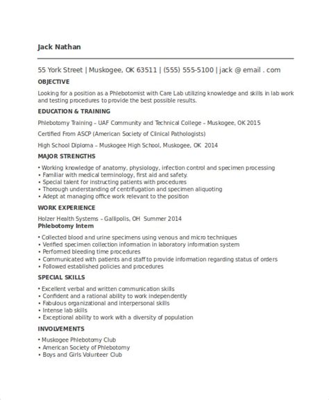 6 Phlebotomy Resume Templates Pdf Doc