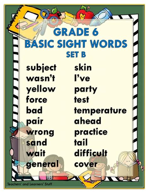 Sight Words 6 Grade