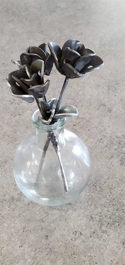 Single Small Metal Flower Welded Art Sculpture Steel Rose Etsy